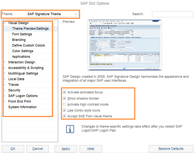 How to customize SAP GUI options