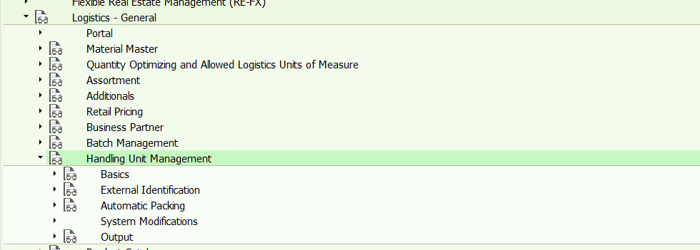 Handling unit transaction code sap